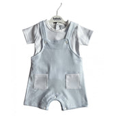 Babidu Baby Boy Pale Blue Cotton Top and Dungaree